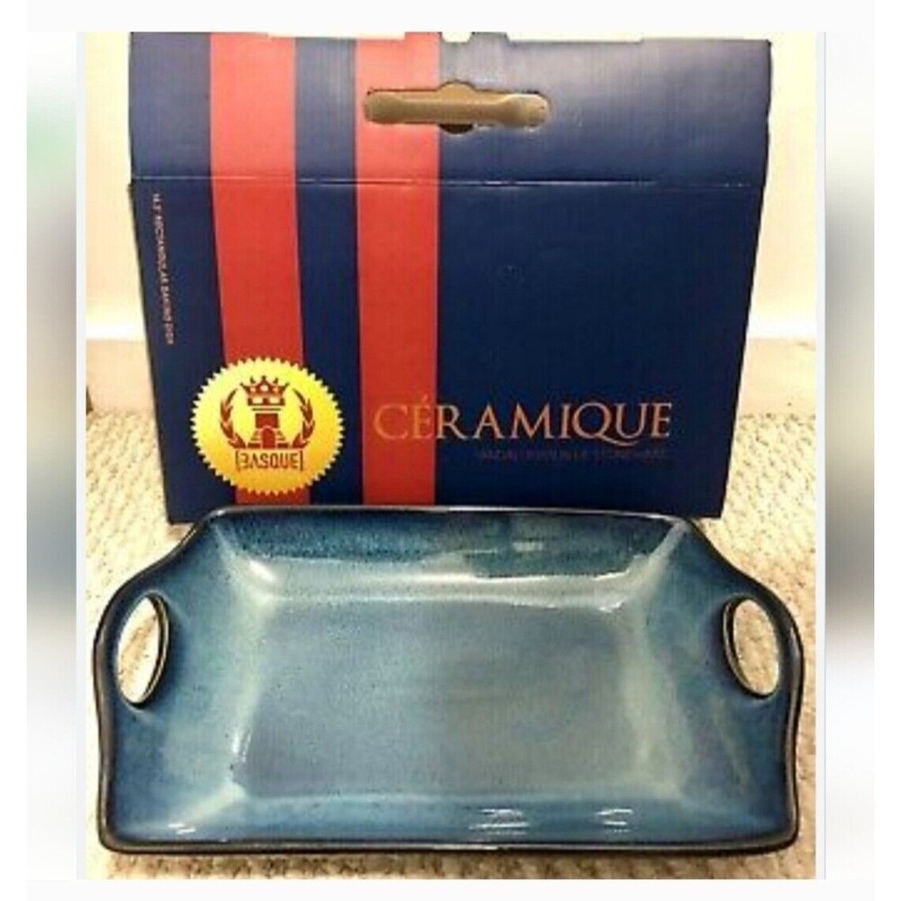 Basque Andalisan Caramique 14.5 Rectangular Blue Baking Dish